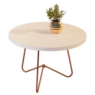 Mesa de Centro 60x60 Redonda 8006 JB Bechara Pérola/Bronze