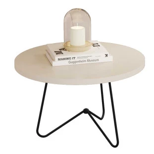 Mesa de Centro 60x60 Redonda 8006 JB Bechara Pérola/Preto