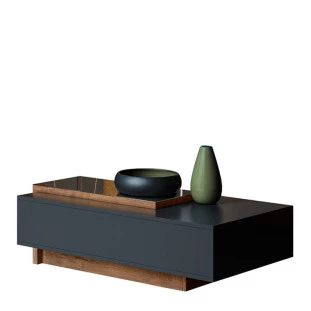 Mesa de Centro Com Espelho Milão Lukaliam Preto/Amêndoa