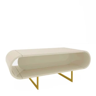 Mesa de Centro Design Exclusivo Nobre Pés de Ferro Gelius Off White