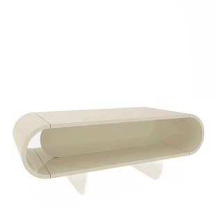 Mesa de Centro Design Exclusivo Nobre Pés de Vidro Gelius Off White