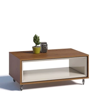 Mesa de Centro Moderna Ópera Imcal Off White/Freijó