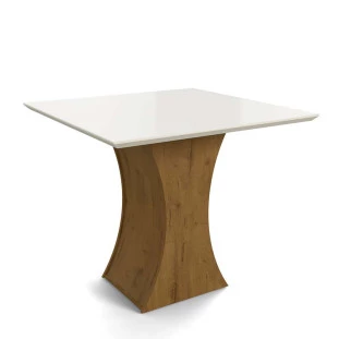 Mesa Para Sala de Jantar 90 x 90 Gabrielle Lukaliam Canela/Off White