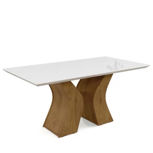 Mesa de Jantar Tampo Vidro 1.7 Santorini Lukaliam Canela/Off White