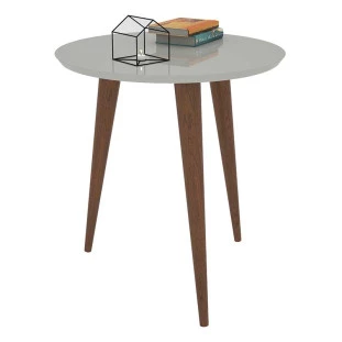 Mesa Lateral Retrô Iris Mirarack Off White