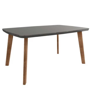 Mesa de Jantar Retrô Tampo Vidro 120x90x78 Pés Oblongo Jade RV Móveis Grafite