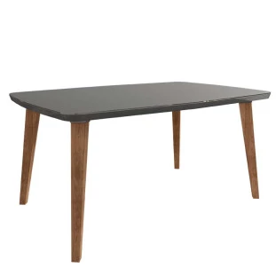 Mesa de Jantar Retrô Tampo Vidro 120x90x78 Pés Trapézio Jade RV Móveis Grafite