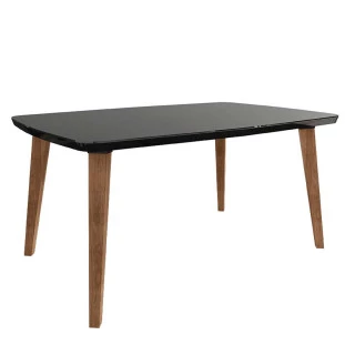 Mesa de Jantar Retrô Tampo Vidro 120x90x78 Pés Trapézio Jade RV Móveis Preto