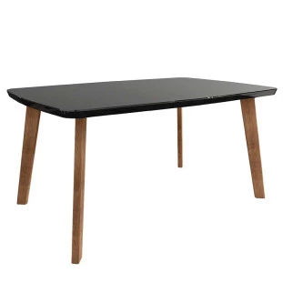 Mesa de Jantar Retrô Tampo Vidro 120x90x78 Pés Oblongo Jade RV Móveis Preto