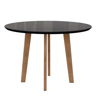 Mesa de Jantar Redonda Tampo Vidro 108x108 Pés Oblongo Turmalina RV Móveis Preto
