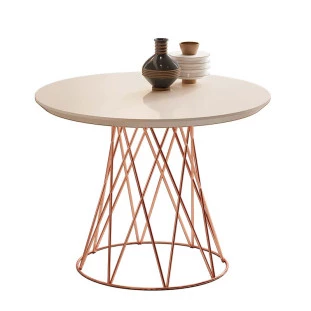 Mesa de Centro Pés Ferro 60 x 60 Redonda 8040 JB Bechara Pérola/Bronze