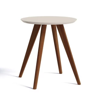 Mesa Lateral Redonda Sala de Estar 60x60x66 Classic Imcal Off White