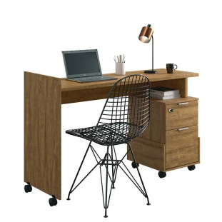Mesa Para Escritório Estudos Alessa M1 Lukaliam Amêndoa