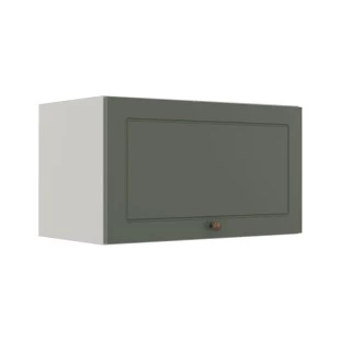 Módulo Armário Aéreo 60cm 1 Porta Basculante 100% MDF Cozinha Provence Robel Branco/Salvia Matte