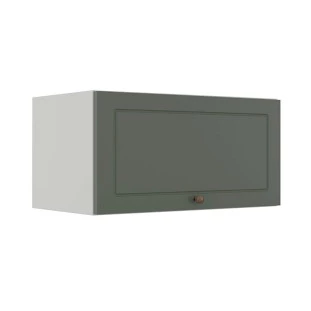 Módulo Armário Aéreo 70cm 1 Porta Basculante 100% MDF Cozinha Provence Robel Branco/Salvia Matte