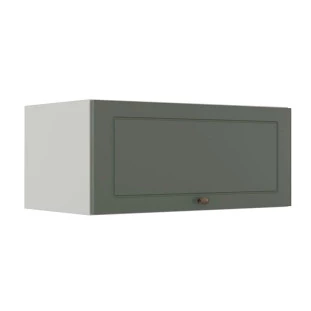 Módulo Armário Aéreo 80cm 1 Porta Basculante 100% MDF Cozinha Provence Robel Branco/Salvia Matte