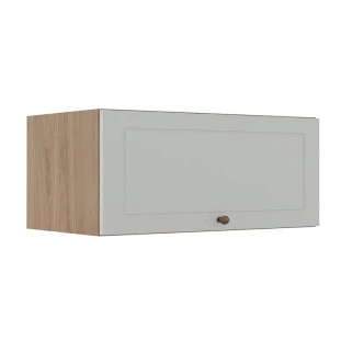 Módulo Armário Aéreo 80cm 1 Porta Basculante 100% MDF Cozinha Provence Robel Hanover/Branco Matte