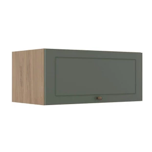 Módulo Armário Aéreo 80cm 1 Porta Basculante 100% MDF Cozinha Provence Robel Hanover/Salvia Matte