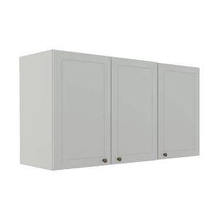 Módulo Armário Aéreo 68x120x56cm 3 Portas 100% MDF Cozinha Provence Robel Branco/Branco Matte