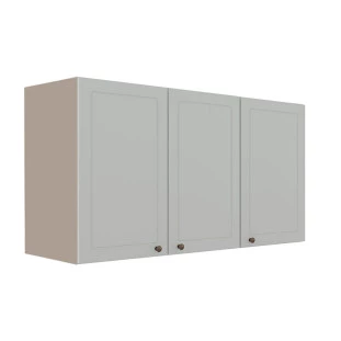 Módulo Armário Aéreo 68x120x56cm 3 Portas 100% MDF Cozinha Provence Robel Fendi/Branco Matte