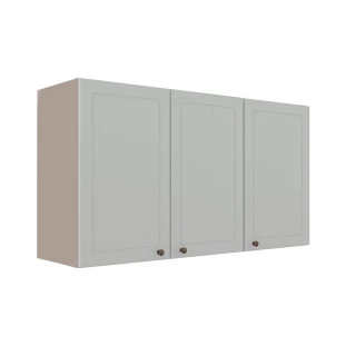 Módulo Armário Aéreo 68x120x34cm 3 Portas 100% MDF Cozinha Provence Robel Fendi/Branco Matte