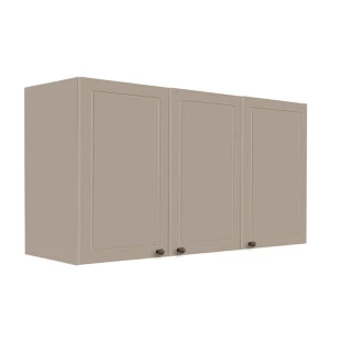 Módulo Armário Aéreo 68x120x56cm 3 Portas 100% MDF Cozinha Provence Robel Fendi/Fendi Matte