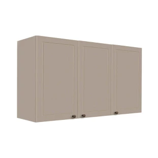 Módulo Armário Aéreo 68x120x34cm 3 Portas 100% MDF Cozinha Provence Robel Fendi/Fendi Matte