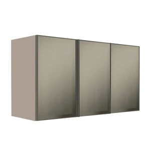 Módulo Armário Aéreo 68x120x56cm 3 Portas Vidro Reflecta Cozinha Modulada Robel Fendi