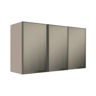 Módulo Armário Aéreo 68x120x34cm 3 Portas Vidro Reflecta Cozinha Modulada Robel Fendi