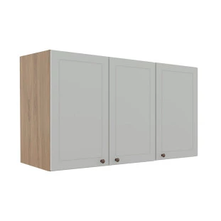 Módulo Armário Aéreo 68x120x56cm 3 Portas 100% MDF Cozinha Provence Robel Hanover/Branco Matte