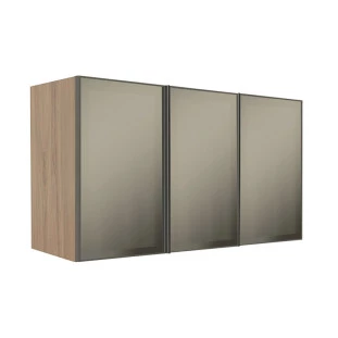Módulo Armário Aéreo 68x120x56cm 3 Portas Vidro Reflecta Cozinha Modulada Robel Hanover