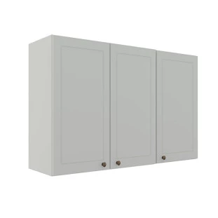 Módulo Armário Aéreo 88x120x34cm 3 Portas 100% MDF Cozinha Provence Robel Branco/Branco Matte
