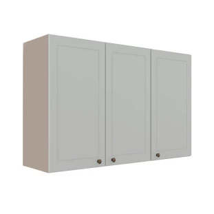 Módulo Armário Aéreo 88x120x34cm 3 Portas 100% MDF Cozinha Provence Robel Fendi/Branco Matte
