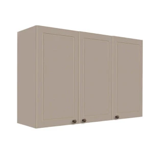 Módulo Armário Aéreo 88x120x34cm 3 Portas 100% MDF Cozinha Provence Robel Fendi/Fendi Matte