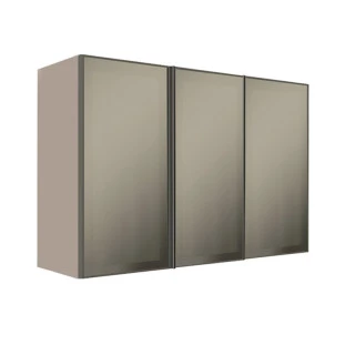 Módulo Armário Aéreo 88x120x34cm 3 Portas Vidro Reflecta Cozinha Modulada Robel Fendi