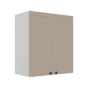 Módulo Armário Aéreo 68x60x34cm 2 Portas 100% MDF Cozinha Modulada Provence Robel Branco/Fendi Matte