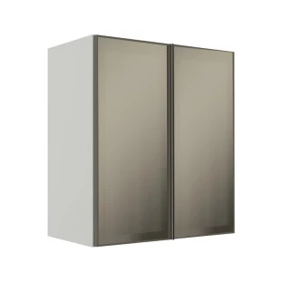 Módulo Armário Aéreo 68x60x34cm 2 Portas Vidro Reflecta Cozinha Modulada Robel Branco