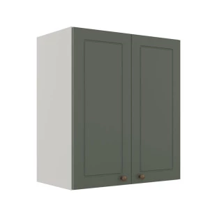 Módulo Armário Aéreo 68x60x34cm 2 Portas 100% MDF Cozinha Modulada Provence Robel Branco/Salvia Matte