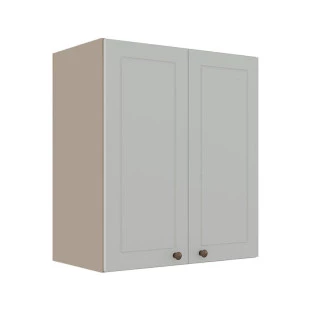 Módulo Armário Aéreo 68x60x34cm 2 Portas 100% MDF Cozinha Modulada Provence Robel Fendi/Branco Matte