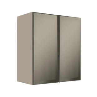 Módulo Armário Aéreo 68x60x34cm 2 Portas Vidro Reflecta Cozinha Modulada Robel Fendi