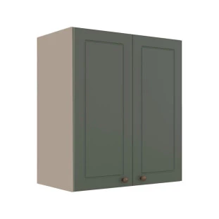 Módulo Armário Aéreo 68x60x34cm 2 Portas 100% MDF Cozinha Modulada Provence Robel Fendi/Salvia Matte