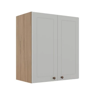 Módulo Armário Aéreo 68x60x34cm 2 Portas 100% MDF Cozinha Modulada Provence Robel Hanover/Branco Matte