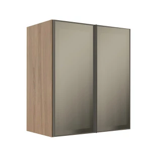 Módulo Armário Aéreo 68x60x34cm 2 Portas Vidro Reflecta Cozinha Modulada Robel Hanover