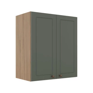Módulo Armário Aéreo 68x60x34cm 2 Portas 100% MDF Cozinha Modulada Provence Robel Hanover/Salvia Matte