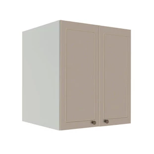 Módulo Armário Aéreo 68x60x56cm 2 Portas 100% MDF Cozinha Provence Robel Branco/Fendi Matte