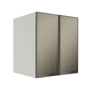 Módulo Armário Aéreo 68x60x56cm 2 Portas Vidro Reflecta Cozinha Modulada Robel Branco