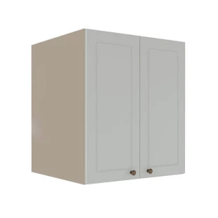 Módulo Armário Aéreo 68x60x56cm 2 Portas 100% MDF Cozinha Provence Robel Fendi/Branco Matte