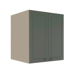 Módulo Armário Aéreo 68x60x56cm 2 Portas 100% MDF Cozinha Provence Robel Fendi/Sálvia Matte