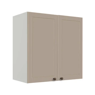 Módulo Armário Aéreo 68x70x34cm 2 Portas 100% MDF Cozinha Modulada Provence Robel Branco/Fendi Matte
