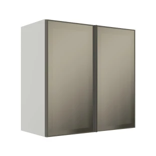 Módulo Armário Aéreo 68x70x34cm 2 Portas Vidro Reflecta Cozinha Modulada Robel Branco